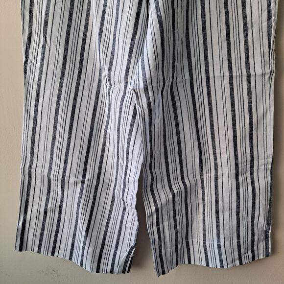 LOFT Pants Striped Linen Pull On Wide Leg Palazzo Deep Space Gray Size XXL (NWT) - Picture 10 of 15